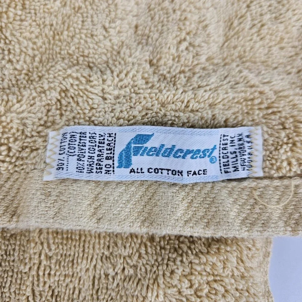 Fieldcrest Beige Gold Cotton Bathroom Towel Linen Bath Hand Scallop Edge Set 5